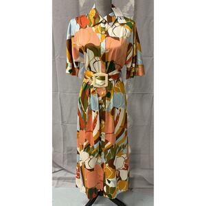 Zara Tortoiseshell Belted Shirt Dress Woman’s Size Small Abbott Elementary NWT